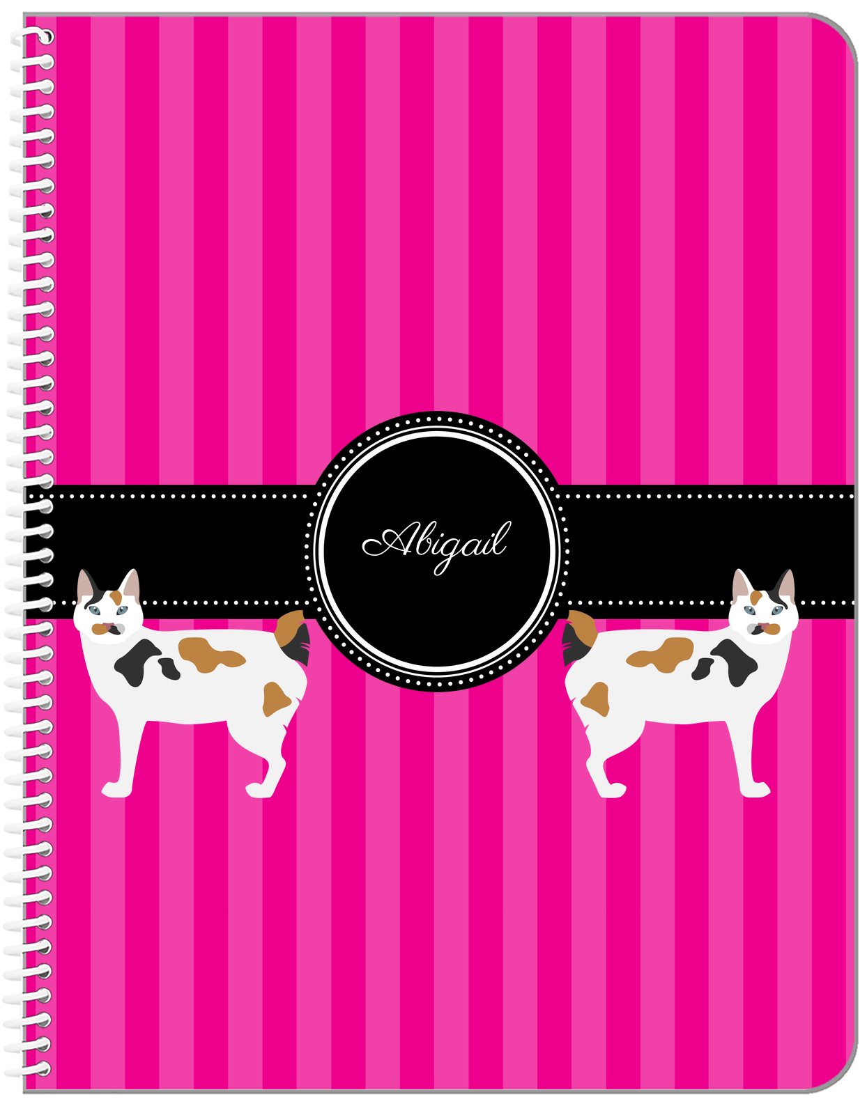 Personalized Cats Notebook II - Pink Background - Cat I - Front View