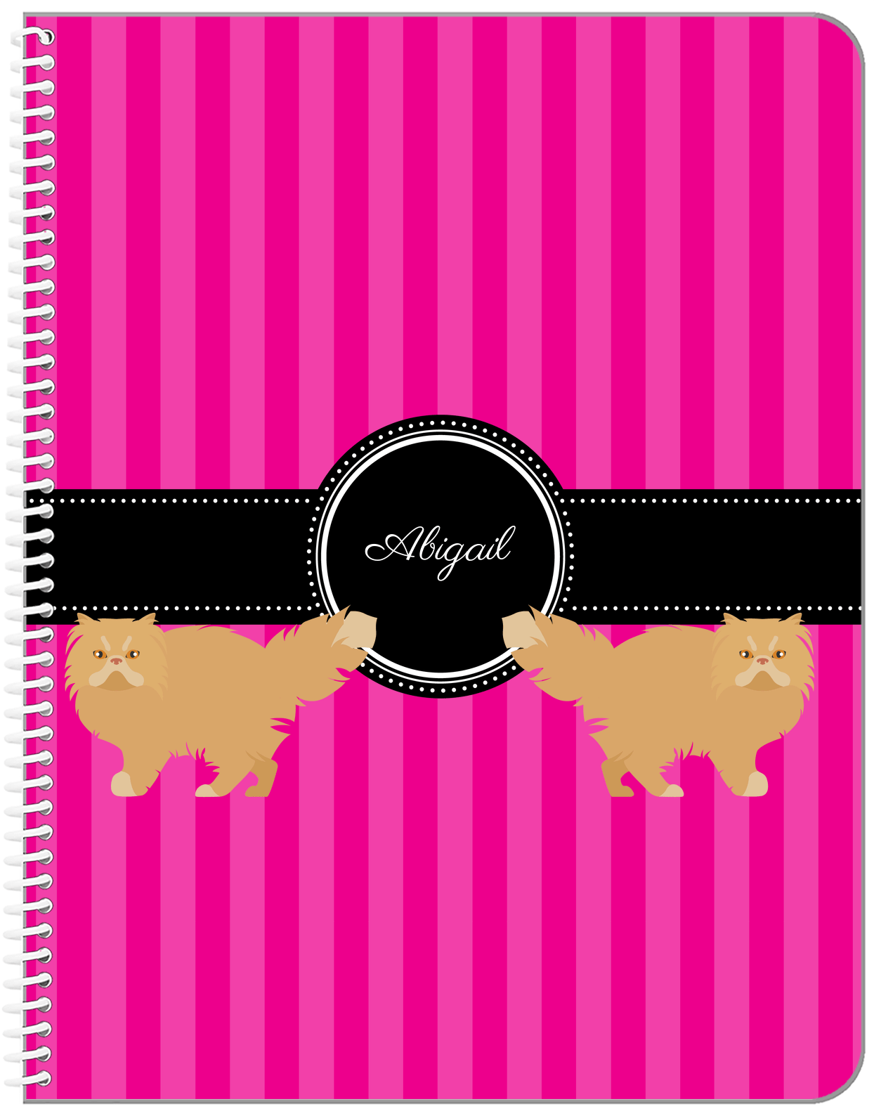 Personalized Cats Notebook II - Pink Background - Cat II - Front View