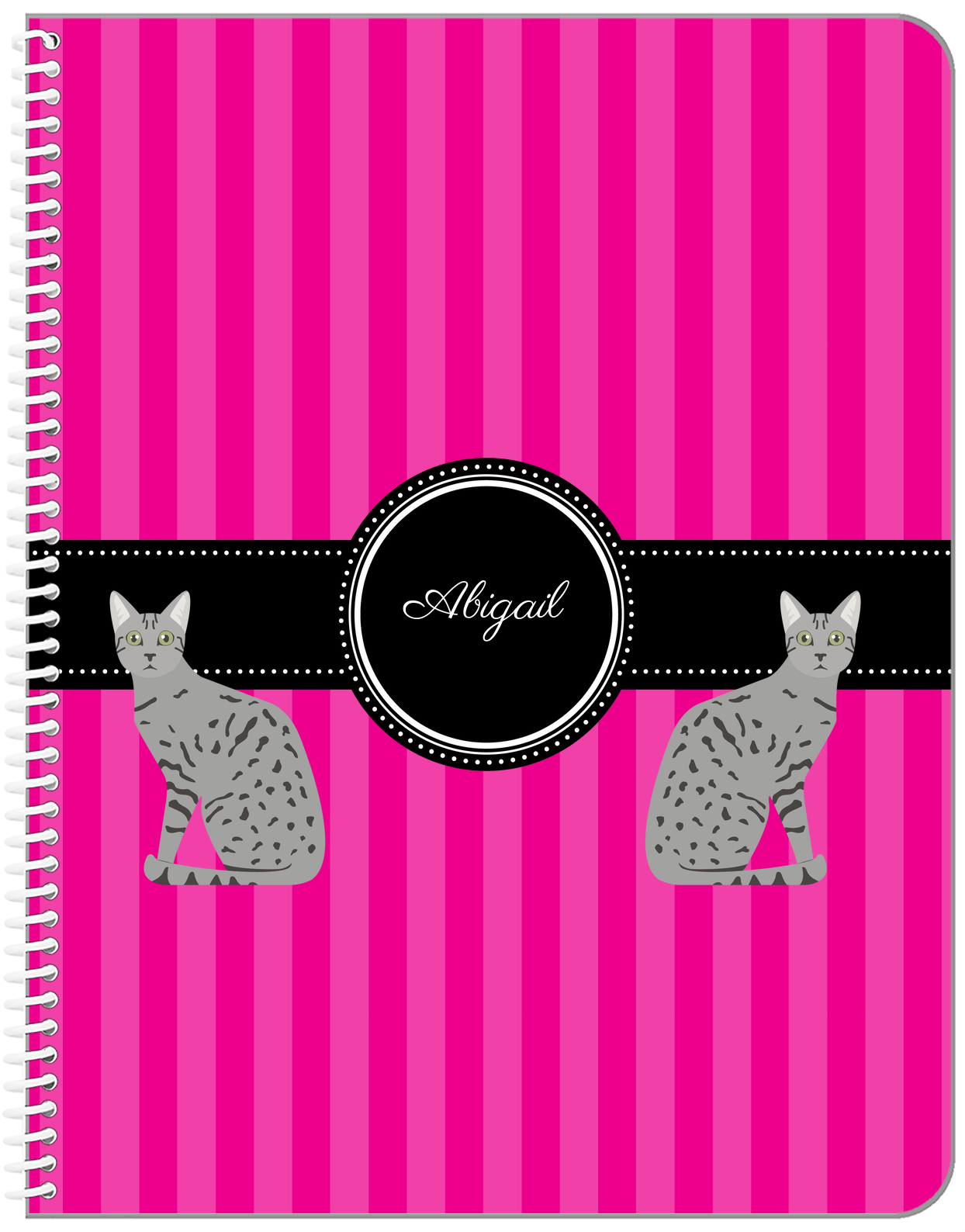 Personalized Cats Notebook II - Pink Background - Cat III - Front View