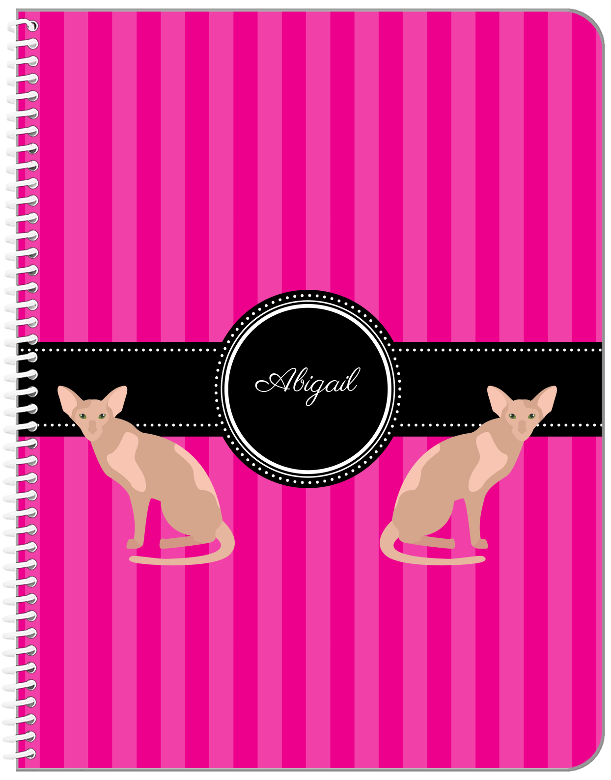 Personalized Cats Notebook II - Pink Background - Cat IV - Front View