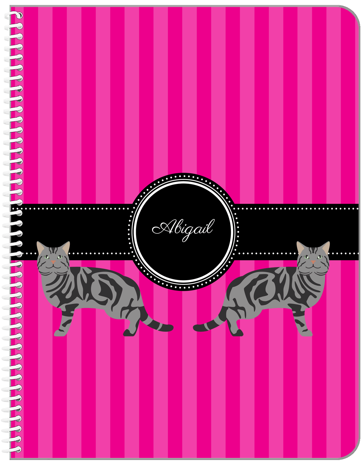 Personalized Cats Notebook II - Pink Background - Cat V - Front View