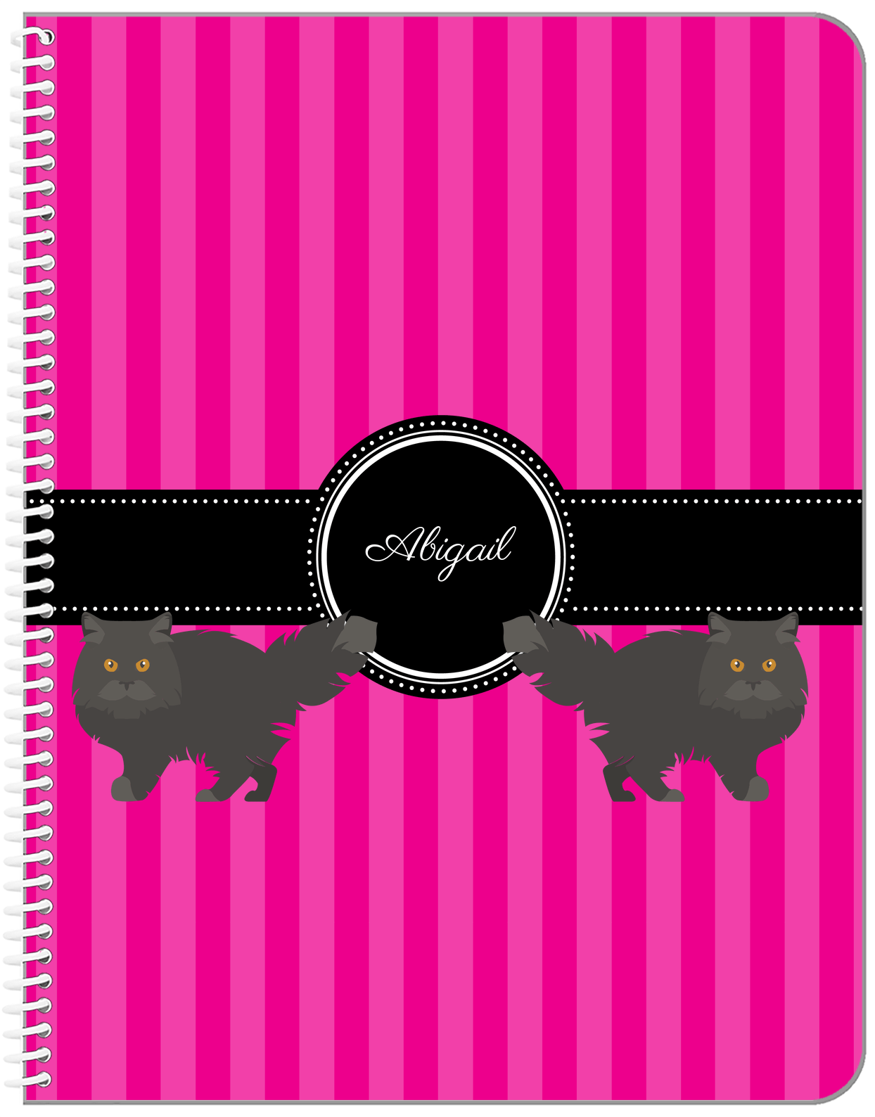 Personalized Cats Notebook II - Pink Background - Cat VI - Front View