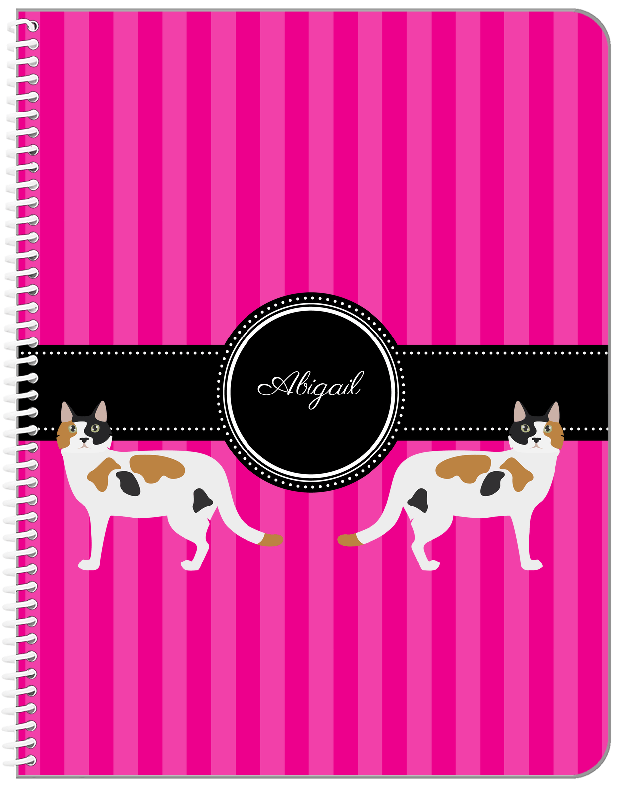 Personalized Cats Notebook II - Pink Background - Cat VII - Front View
