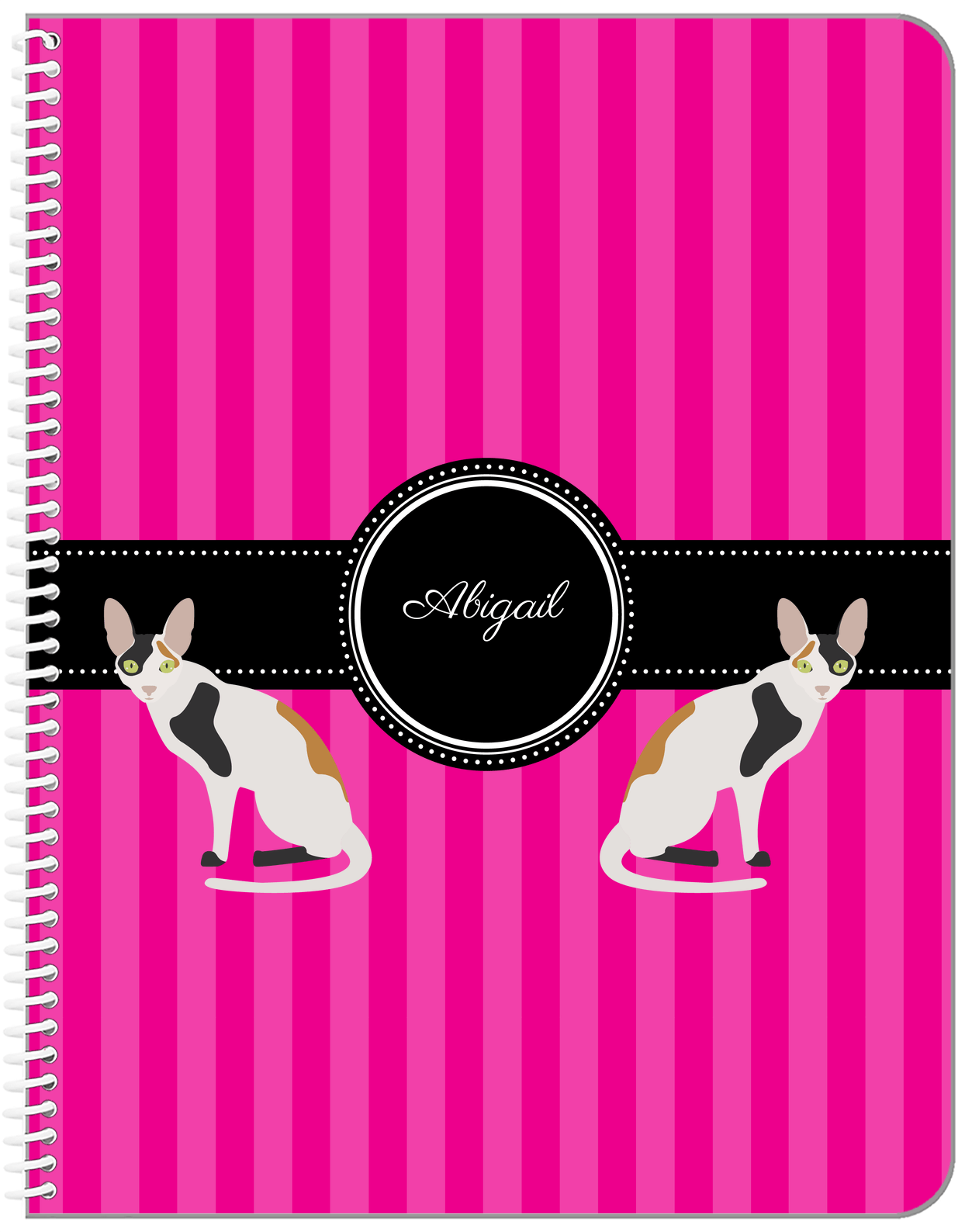 Personalized Cats Notebook II - Pink Background - Cat IX - Front View
