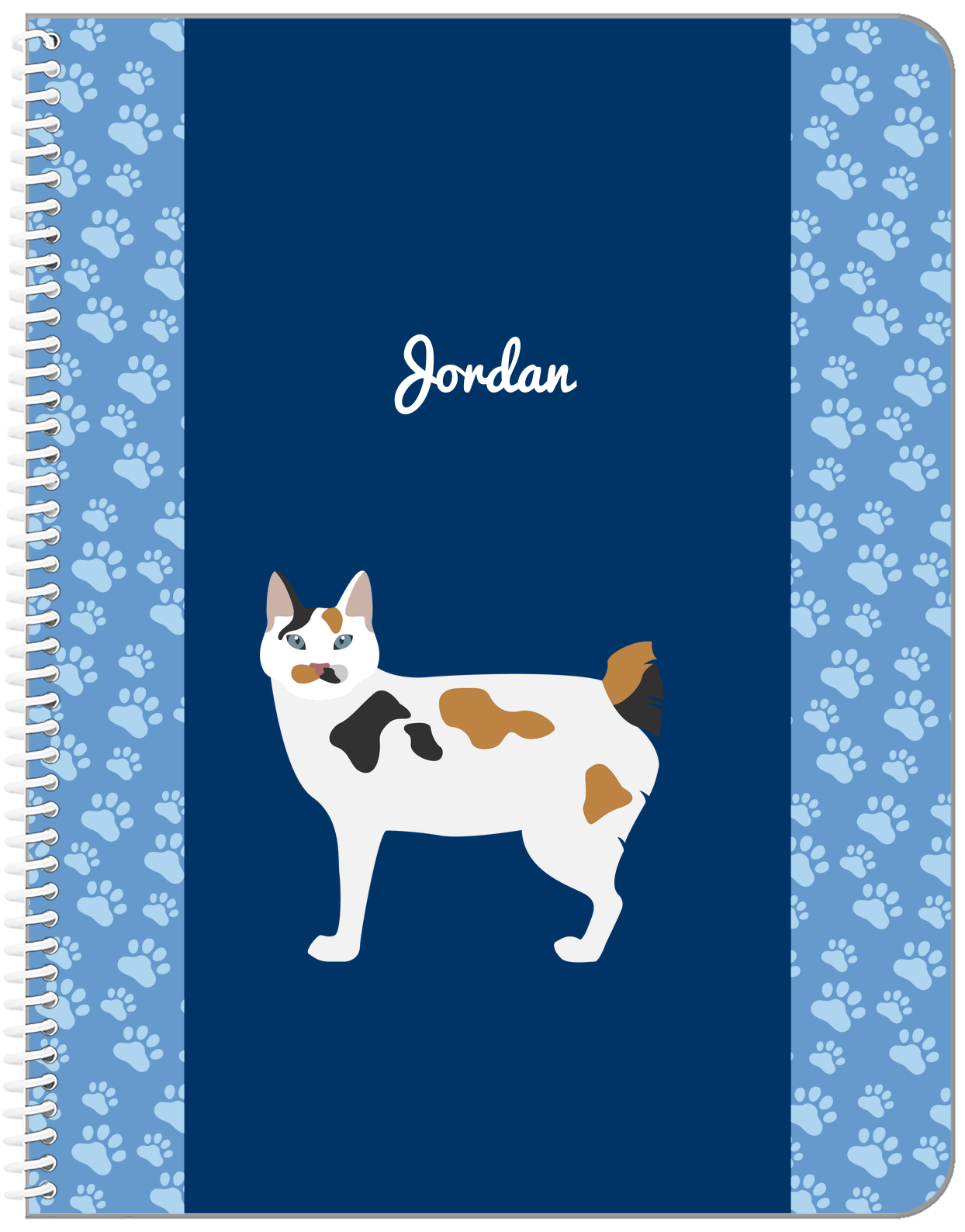 Personalized Cats Notebook IV - Blue Background - Cat I - Front View
