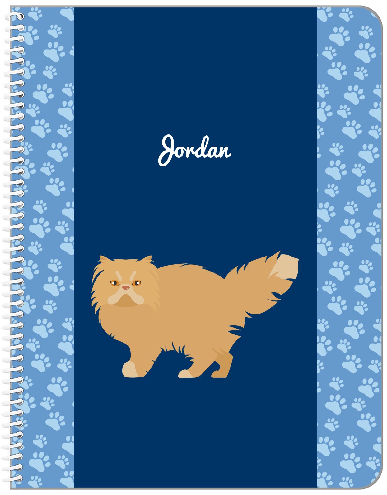 Personalized Cats Notebook IV - Blue Background - Cat II - Front View