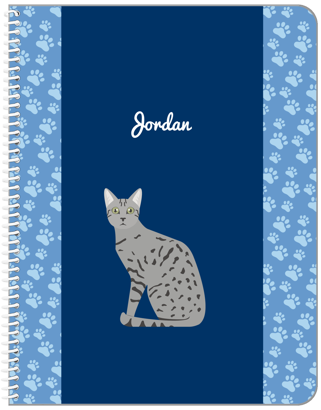 Personalized Cats Notebook IV - Blue Background - Cat III - Front View