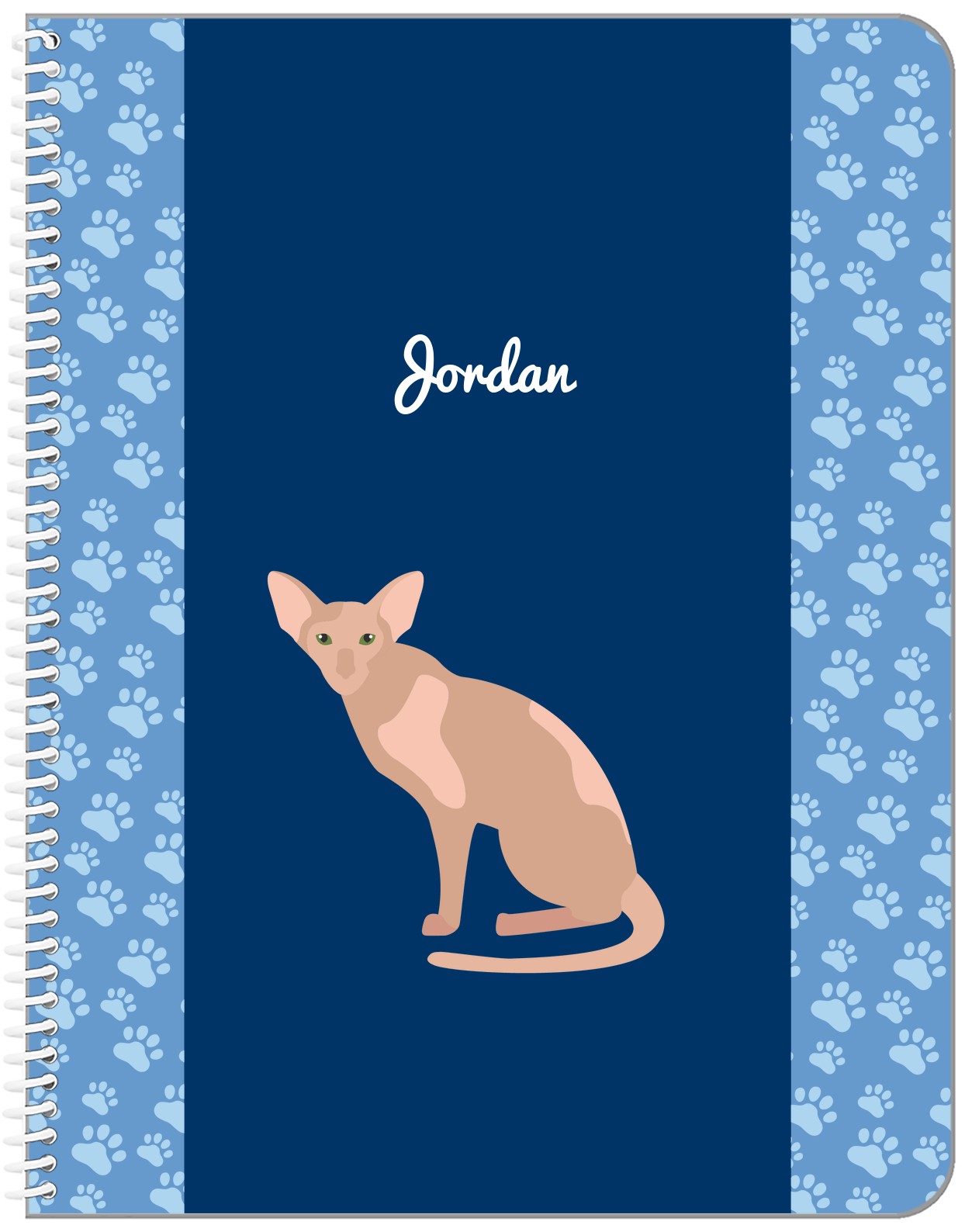 Personalized Cats Notebook IV - Blue Background - Cat IV - Front View