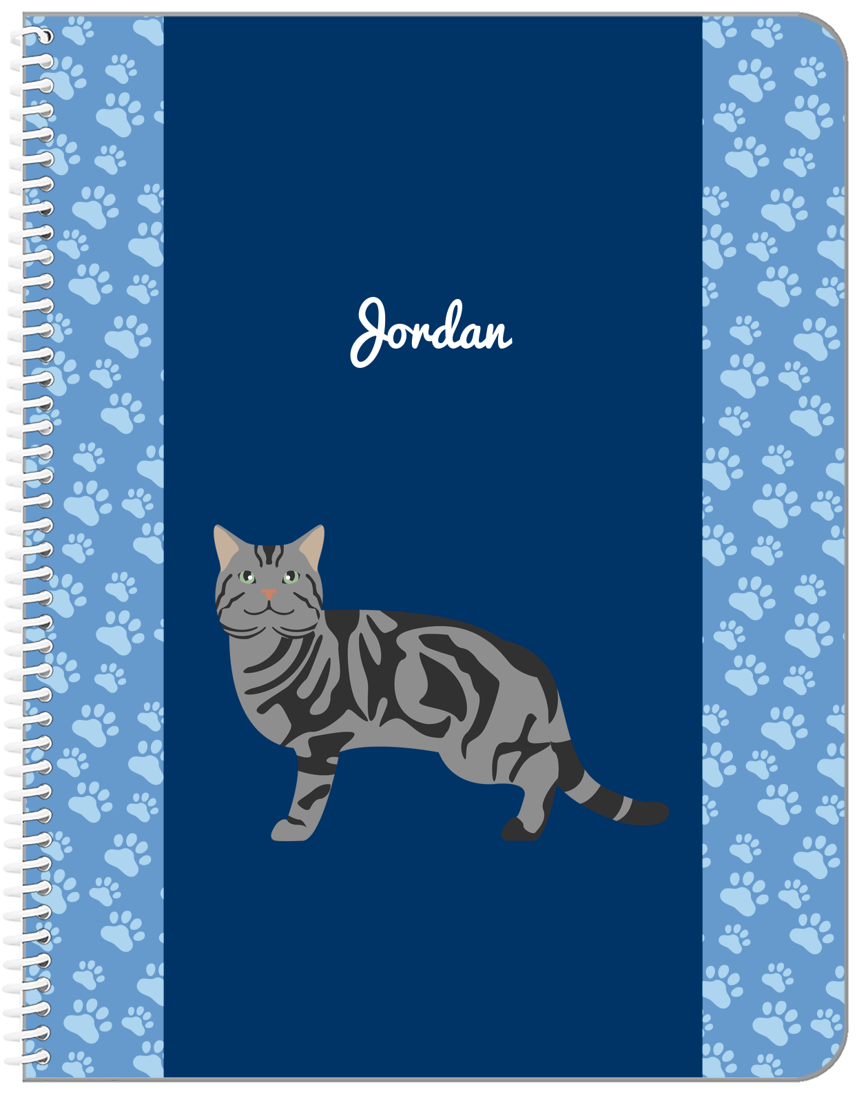 Personalized Cats Notebook IV - Blue Background - Cat V - Front View