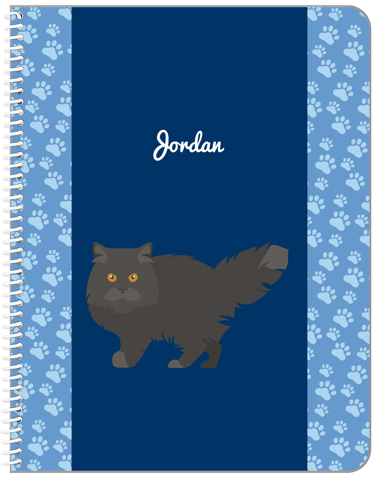 Personalized Cats Notebook IV - Blue Background - Cat VI - Front View