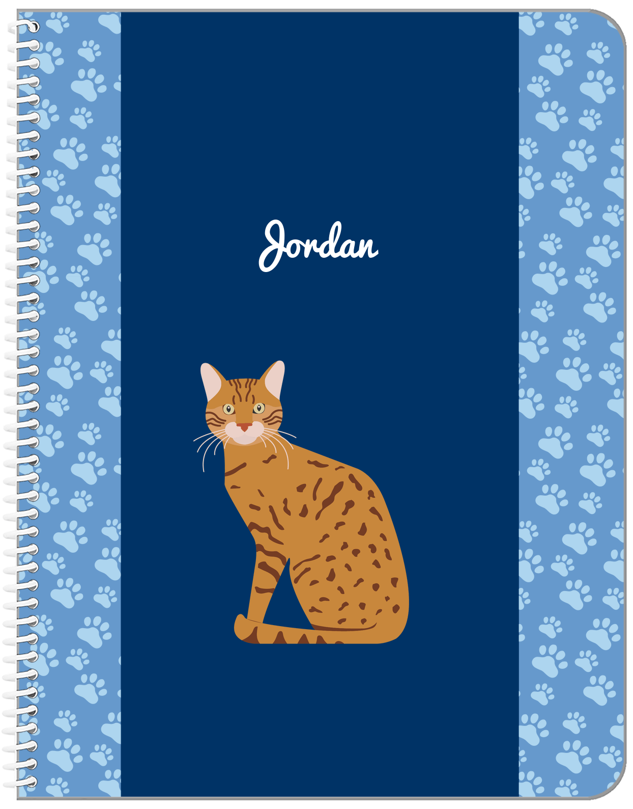 Personalized Cats Notebook IV - Blue Background - Cat VIII - Front View