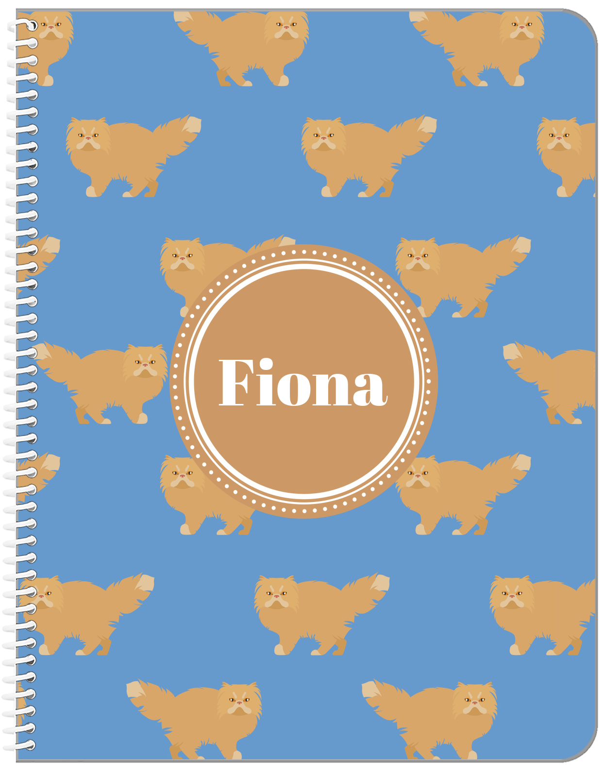 Personalized Cats Notebook VI - Blue Background - Cat II - Front View