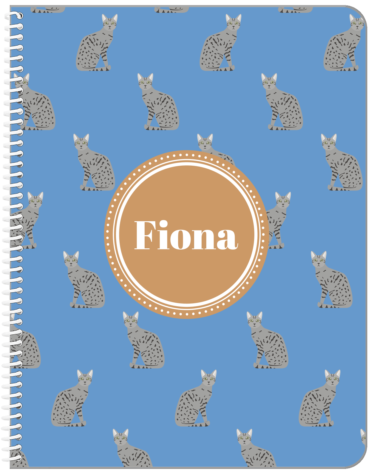 Personalized Cats Notebook VI - Blue Background - Cat III - Front View
