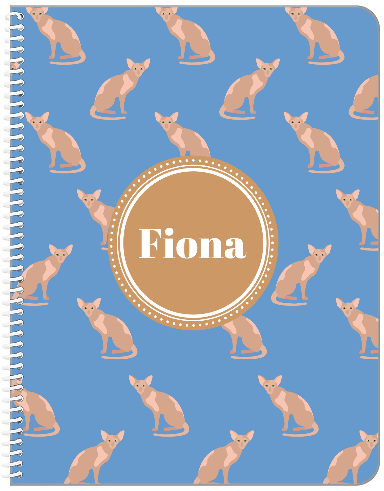 Personalized Cats Notebook VI - Blue Background - Cat IV - Front View