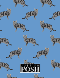 Thumbnail for Personalized Cats Notebook VI - Blue Background - Cat V - Back View