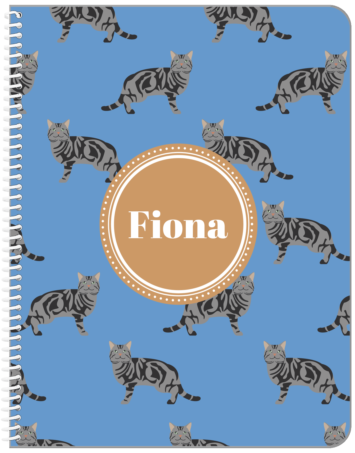 Personalized Cats Notebook VI - Blue Background - Cat V - Front View