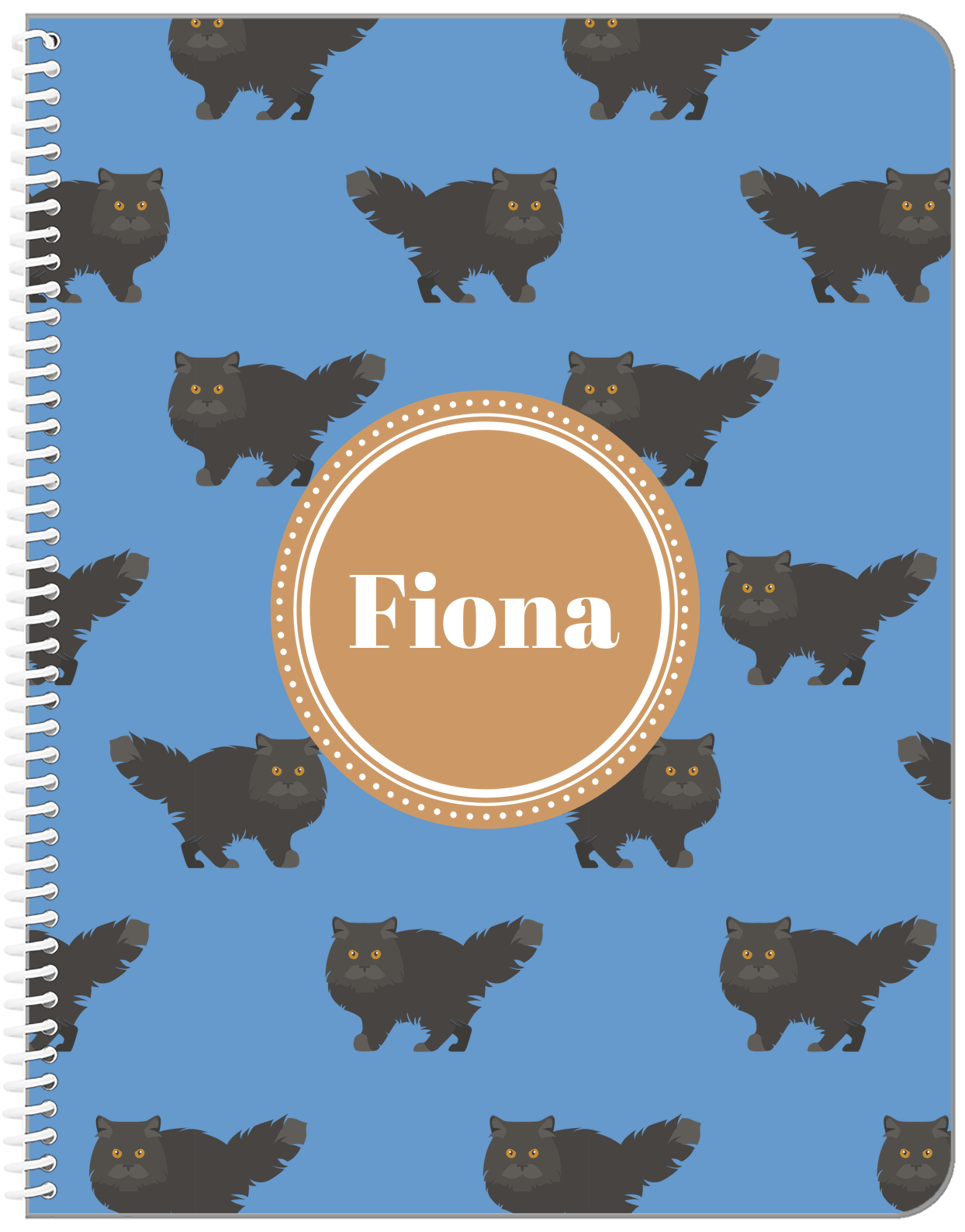 Personalized Cats Notebook VI - Blue Background - Cat VI - Front View