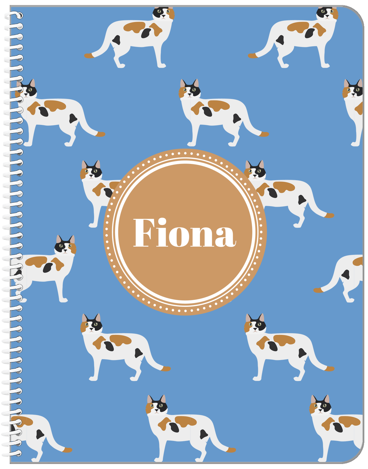 Personalized Cats Notebook VI - Blue Background - Cat VII - Front View