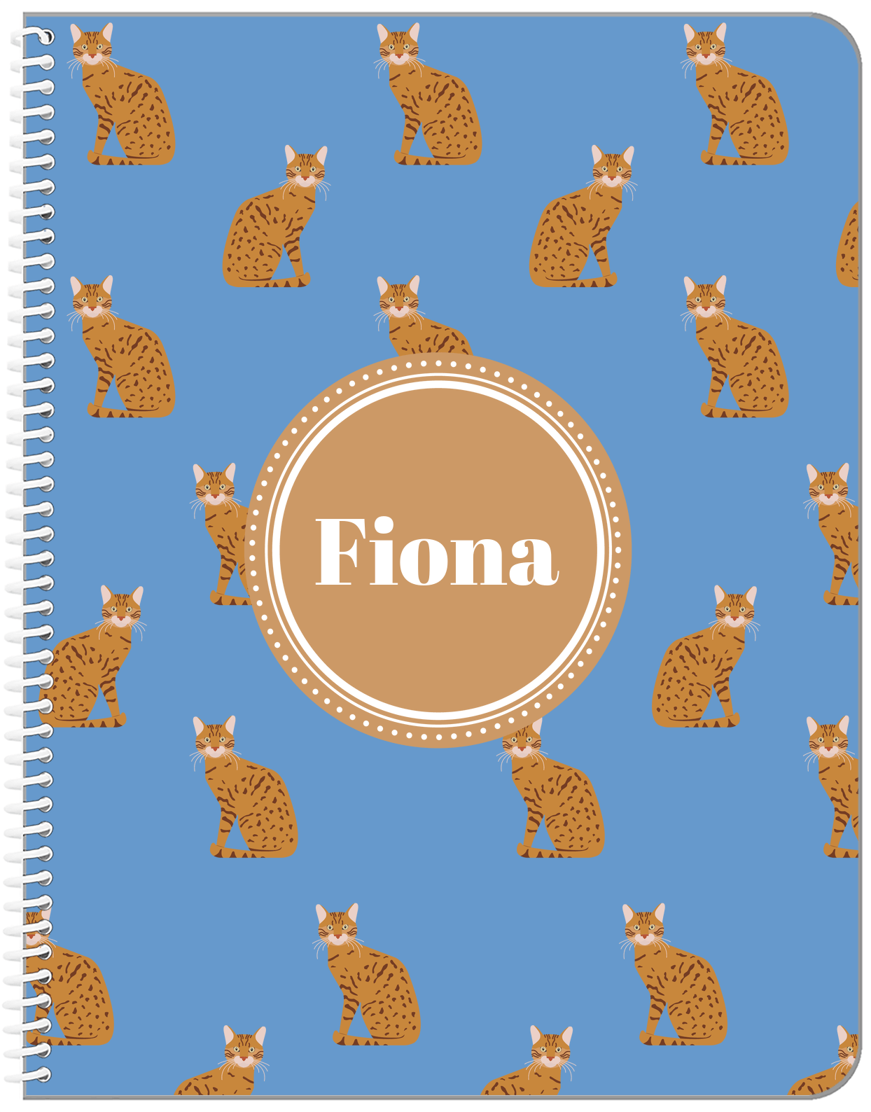 Personalized Cats Notebook VI - Blue Background - Cat VIII - Front View