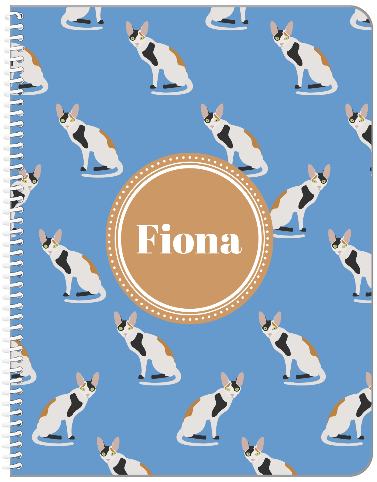 Personalized Cats Notebook VI - Blue Background - Cat IX - Front View