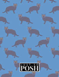 Thumbnail for Personalized Cats Notebook VI - Blue Background - Cat X - Back View