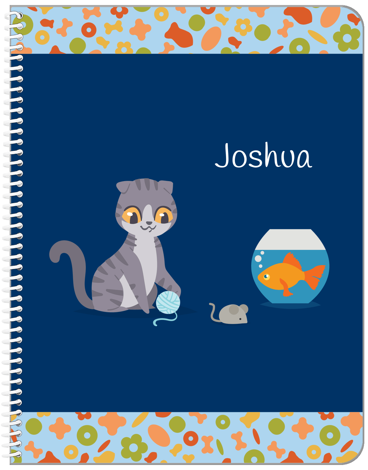 Personalized Cats Notebook VII - Blue Background - Cat IV - Front View