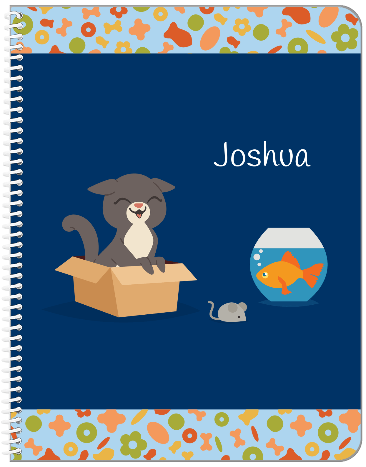 Personalized Cats Notebook VII - Blue Background - Cat V - Front View