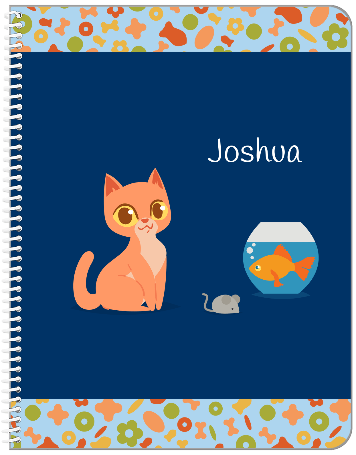 Personalized Cats Notebook VII - Blue Background - Cat VII - Front View