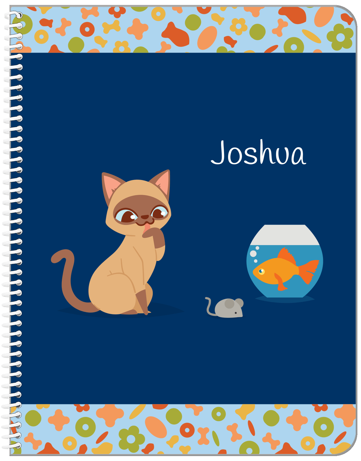 Personalized Cats Notebook VII - Blue Background - Cat VIII - Front View