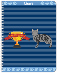 Thumbnail for Personalized Cats Notebook VIII - Blue Background - Cat V - Front View