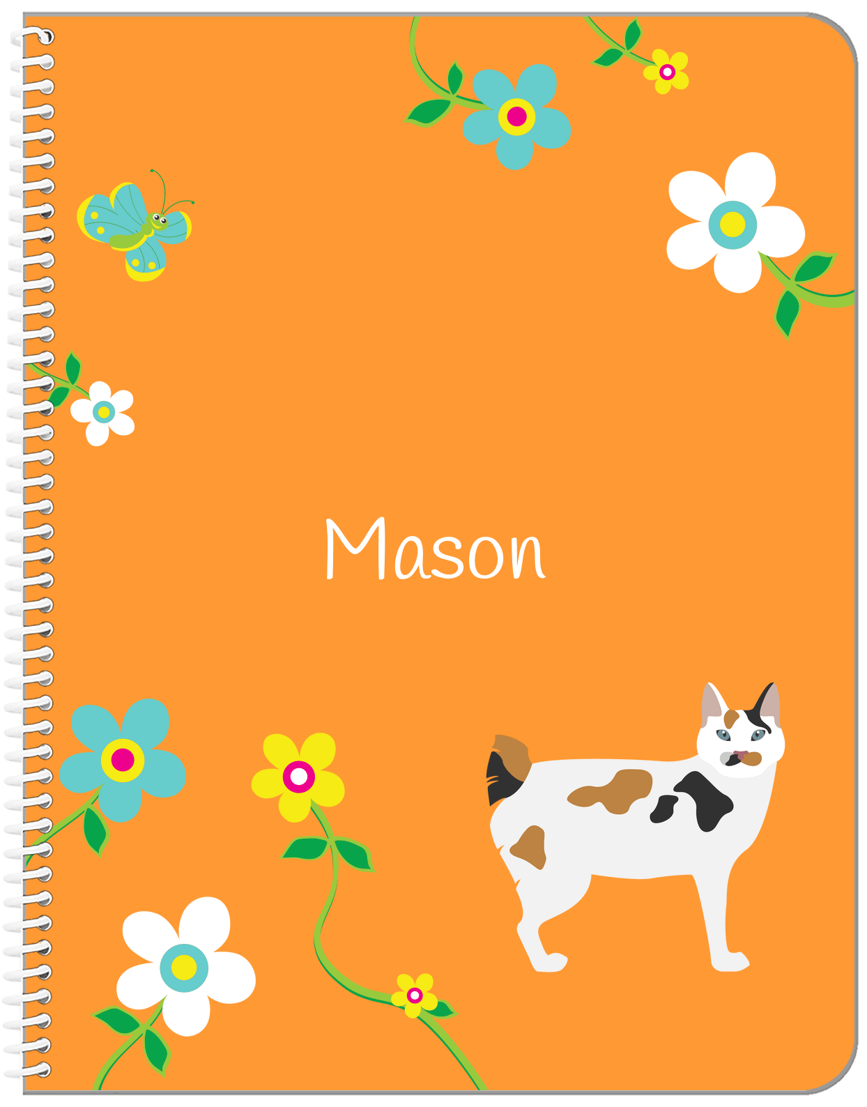 Personalized Cats Notebook IX - Orange Background - Cat I - Front View
