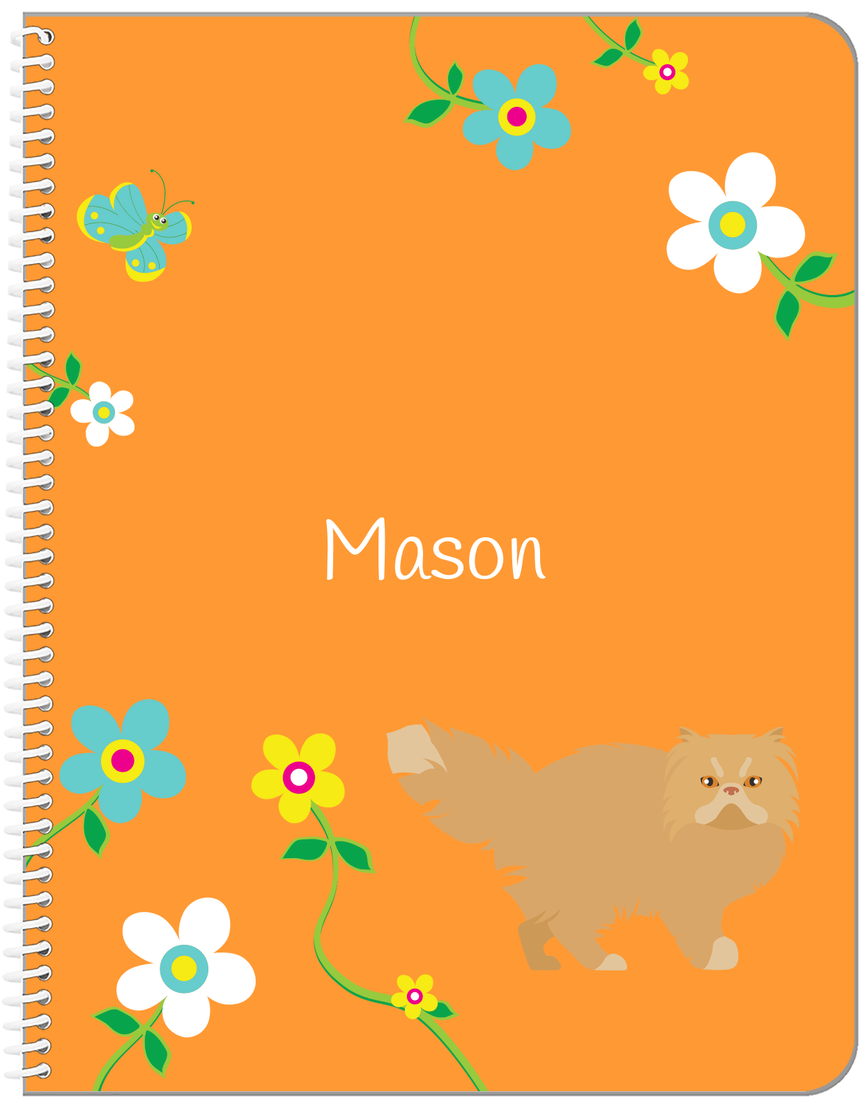 Personalized Cats Notebook IX - Orange Background - Cat II - Front View