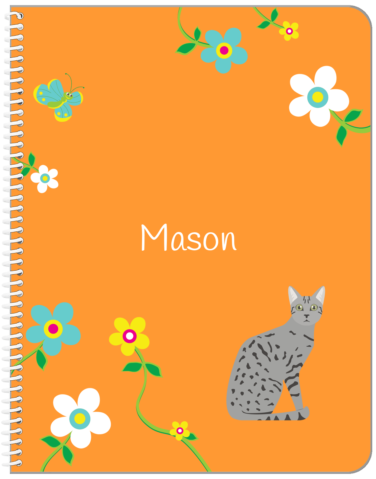Personalized Cats Notebook IX - Orange Background - Cat III - Front View