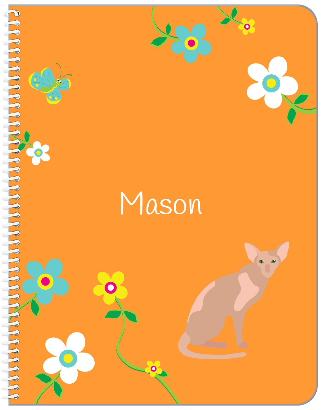 Personalized Cats Notebook IX - Orange Background - Cat IV - Front View