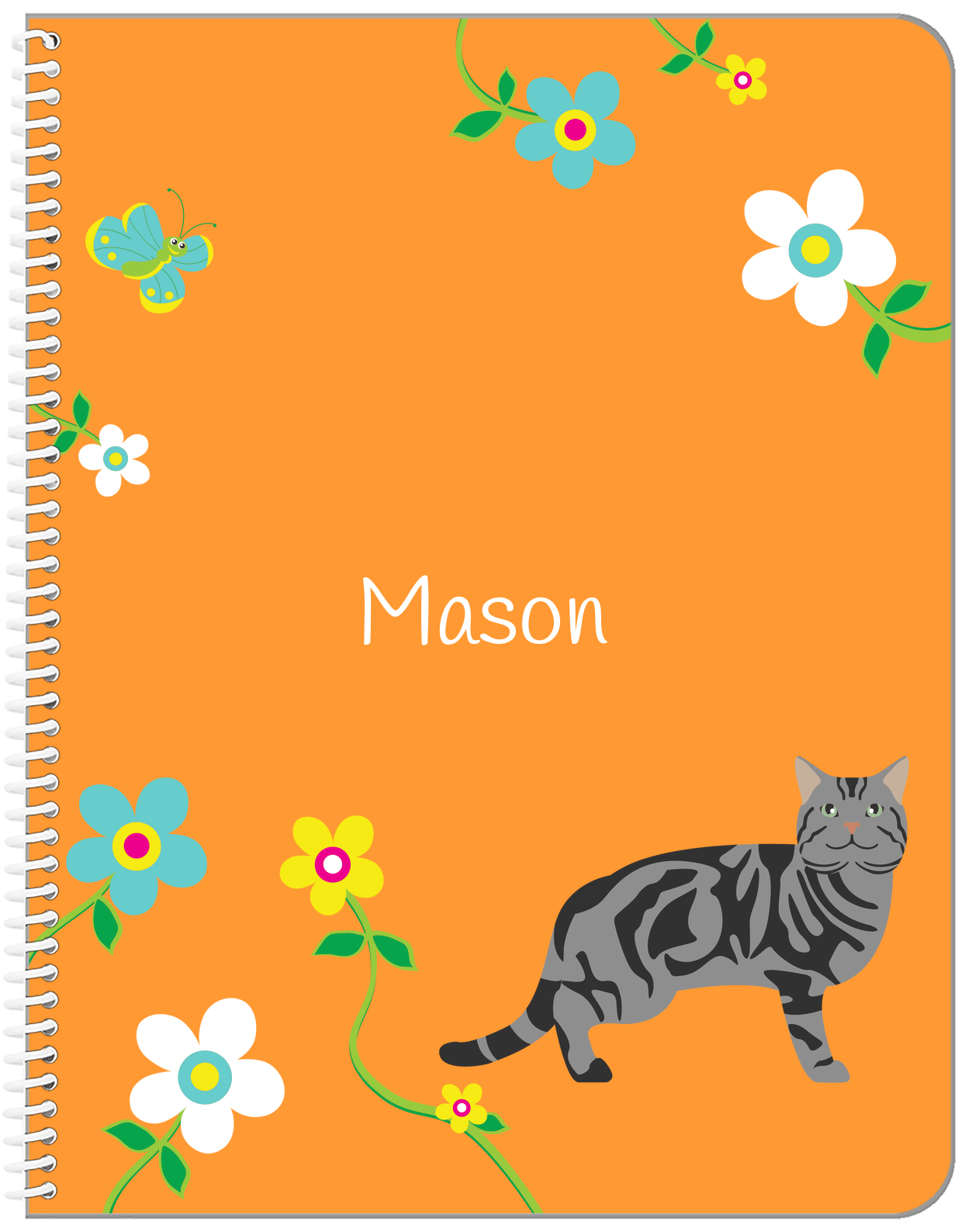 Personalized Cats Notebook IX - Orange Background - Cat V - Front View