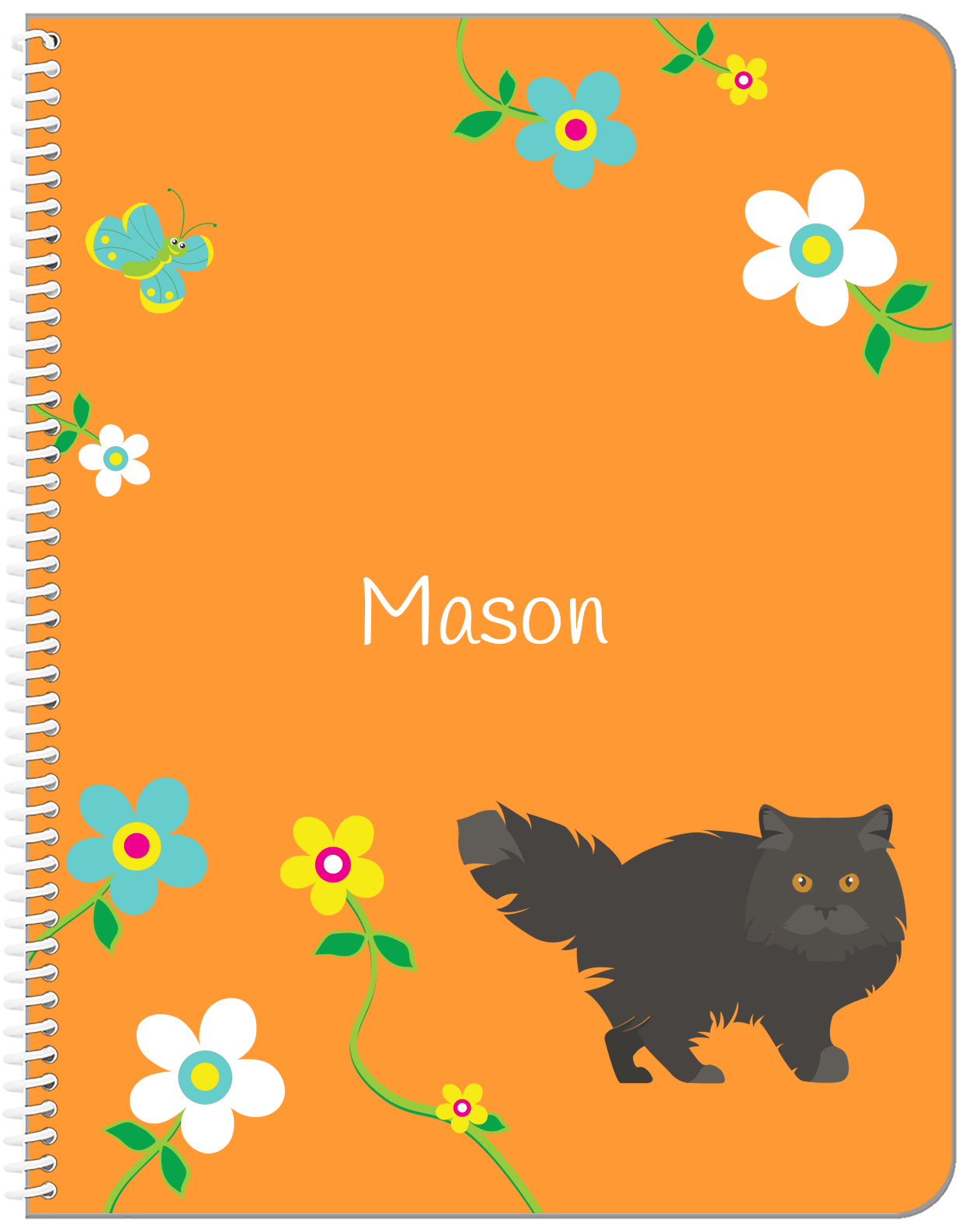 Personalized Cats Notebook IX - Orange Background - Cat VI - Front View