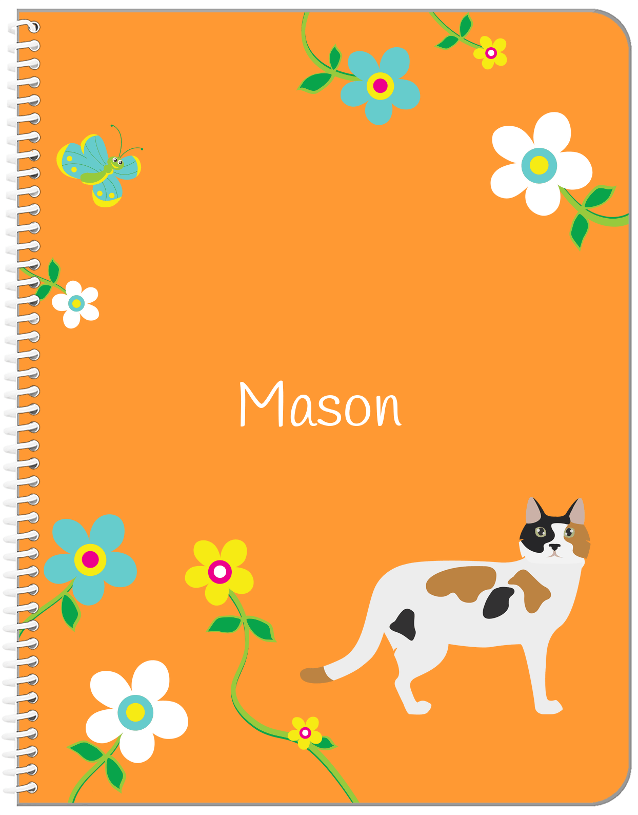 Personalized Cats Notebook IX - Orange Background - Cat VII - Front View
