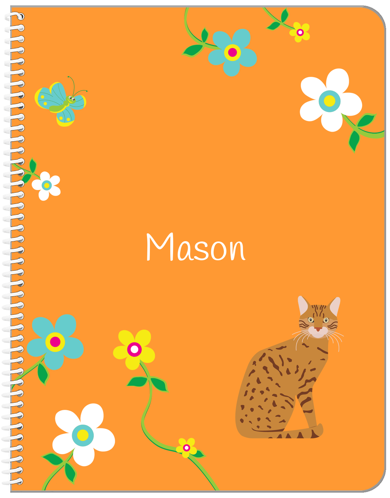Personalized Cats Notebook IX - Orange Background - Cat VIII - Front View