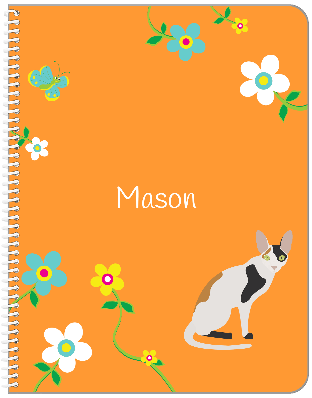Personalized Cats Notebook IX - Orange Background - Cat IX - Front View