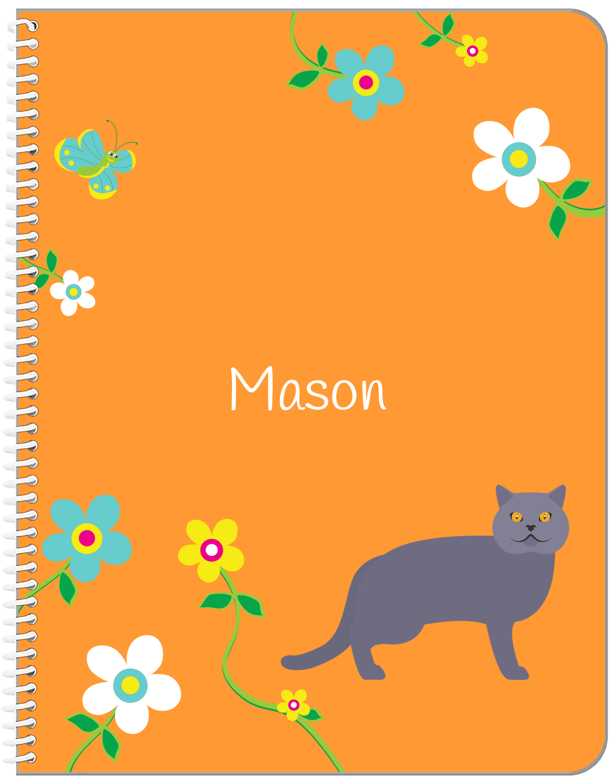 Personalized Cats Notebook IX - Orange Background - Cat X - Front View