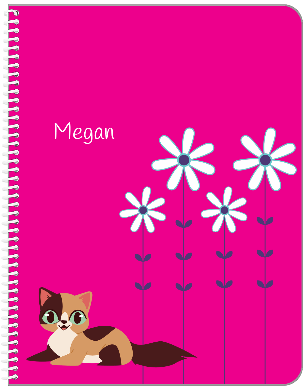 Personalized Cats Notebook X - Pink Background - Cat I - Front View