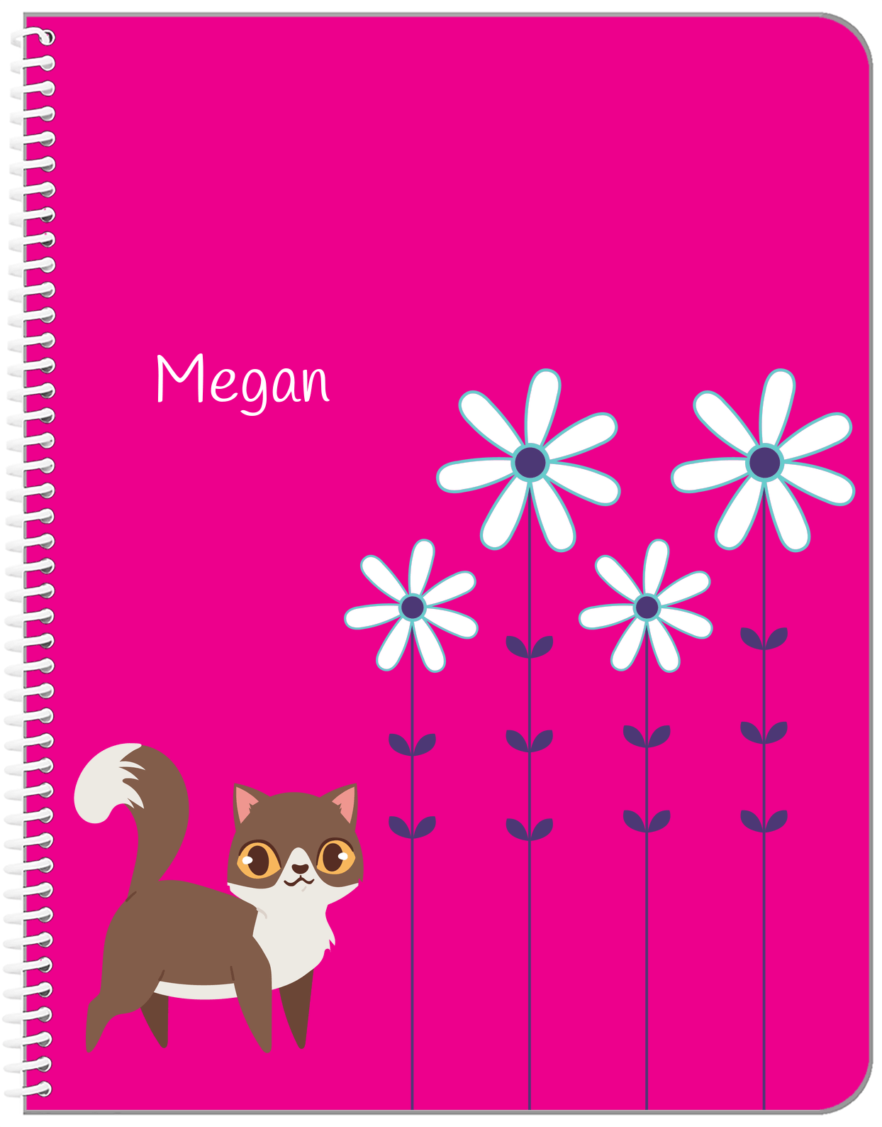 Personalized Cats Notebook X - Pink Background - Cat II - Front View