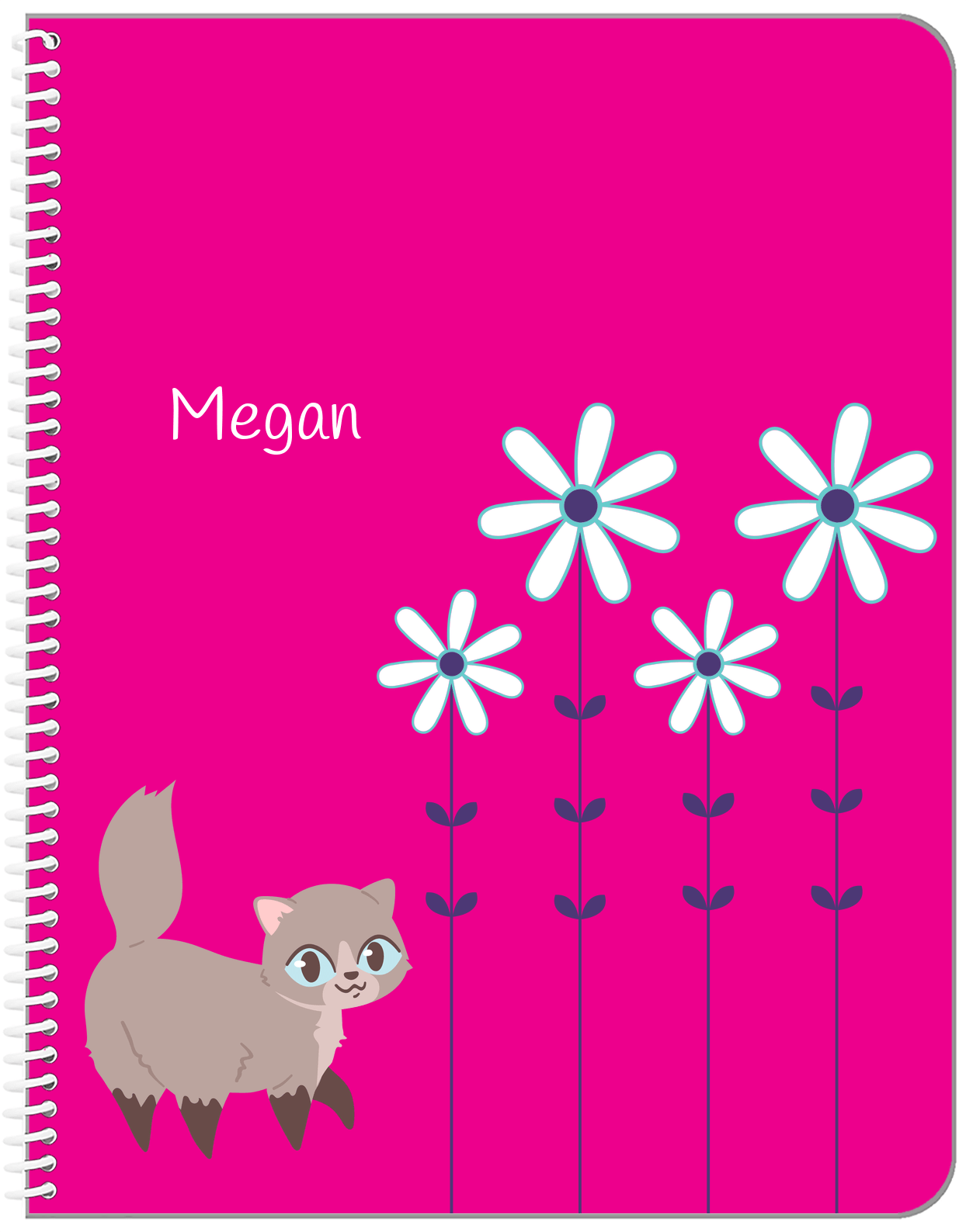 Personalized Cats Notebook X - Pink Background - Cat III - Front View