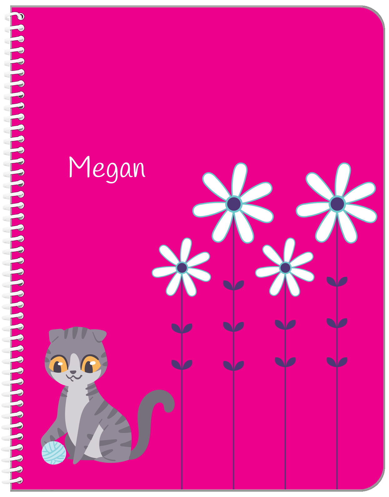 Personalized Cats Notebook X - Pink Background - Cat IV - Front View