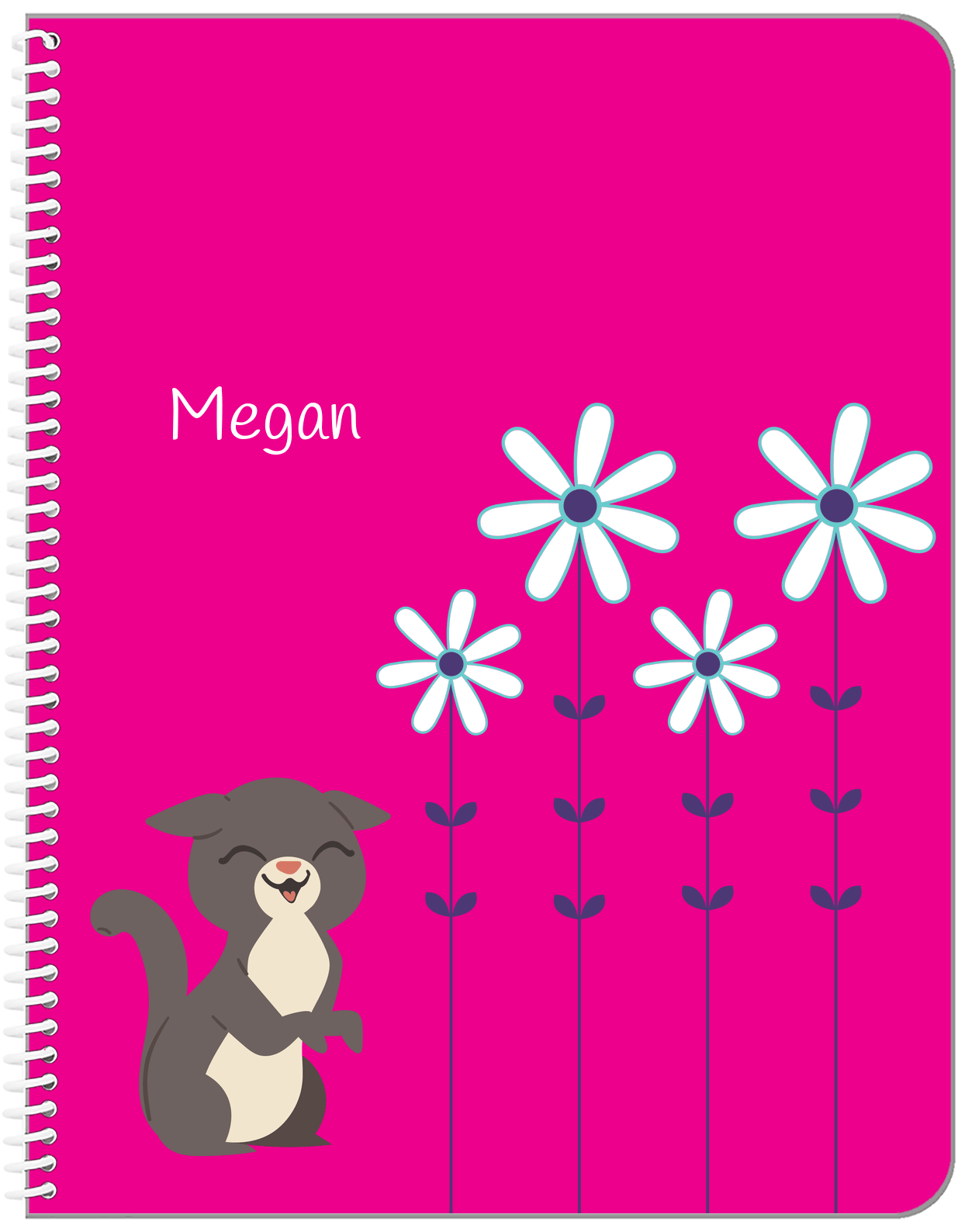 Personalized Cats Notebook X - Pink Background - Cat V - Front View