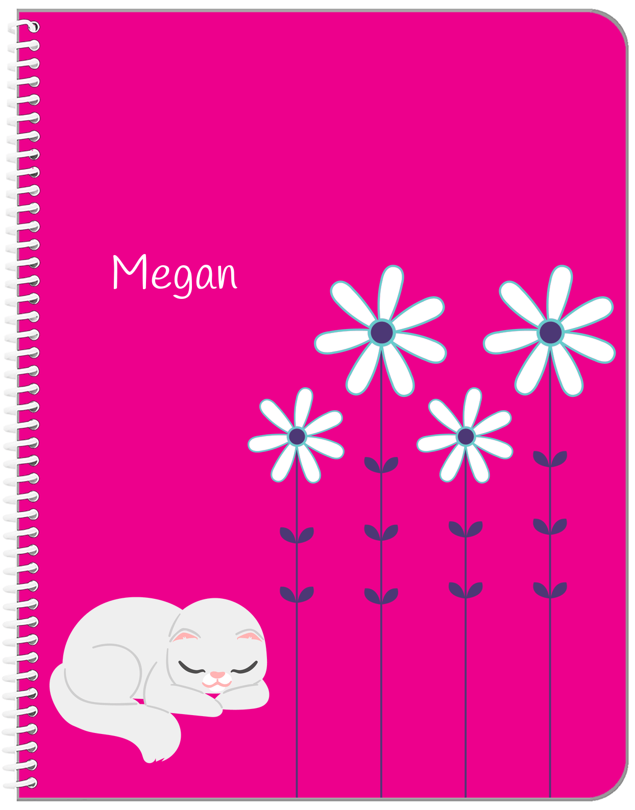 Personalized Cats Notebook X - Pink Background - Cat VI - Front View