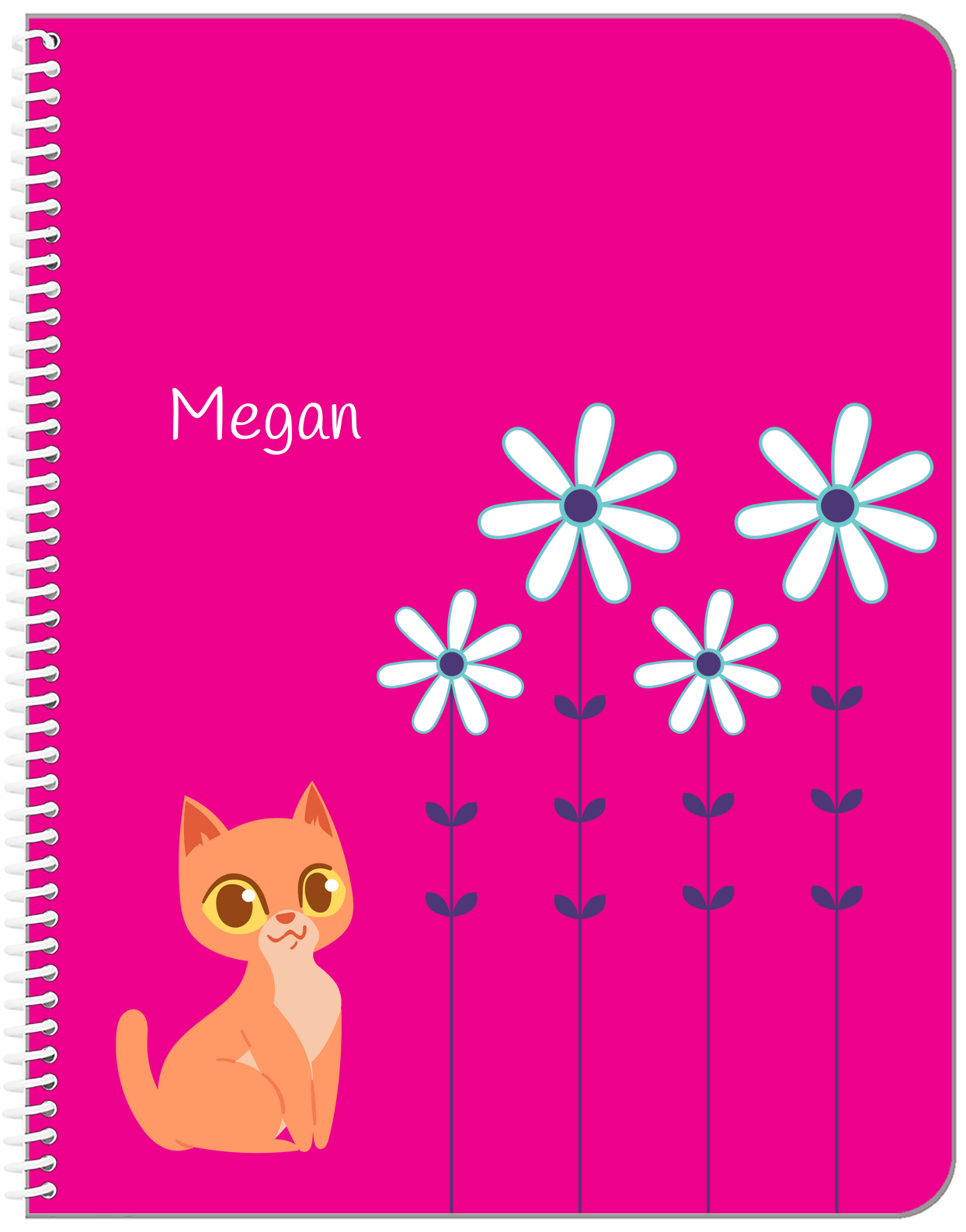 Personalized Cats Notebook X - Pink Background - Cat VII - Front View