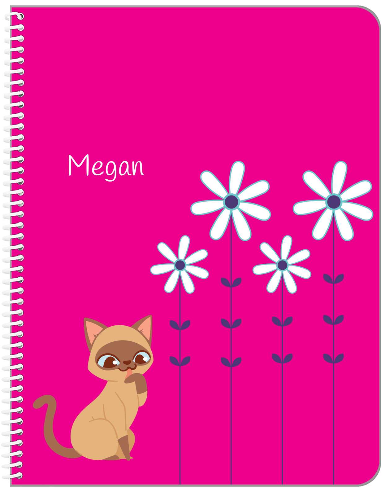 Personalized Cats Notebook X - Pink Background - Cat VIII - Front View