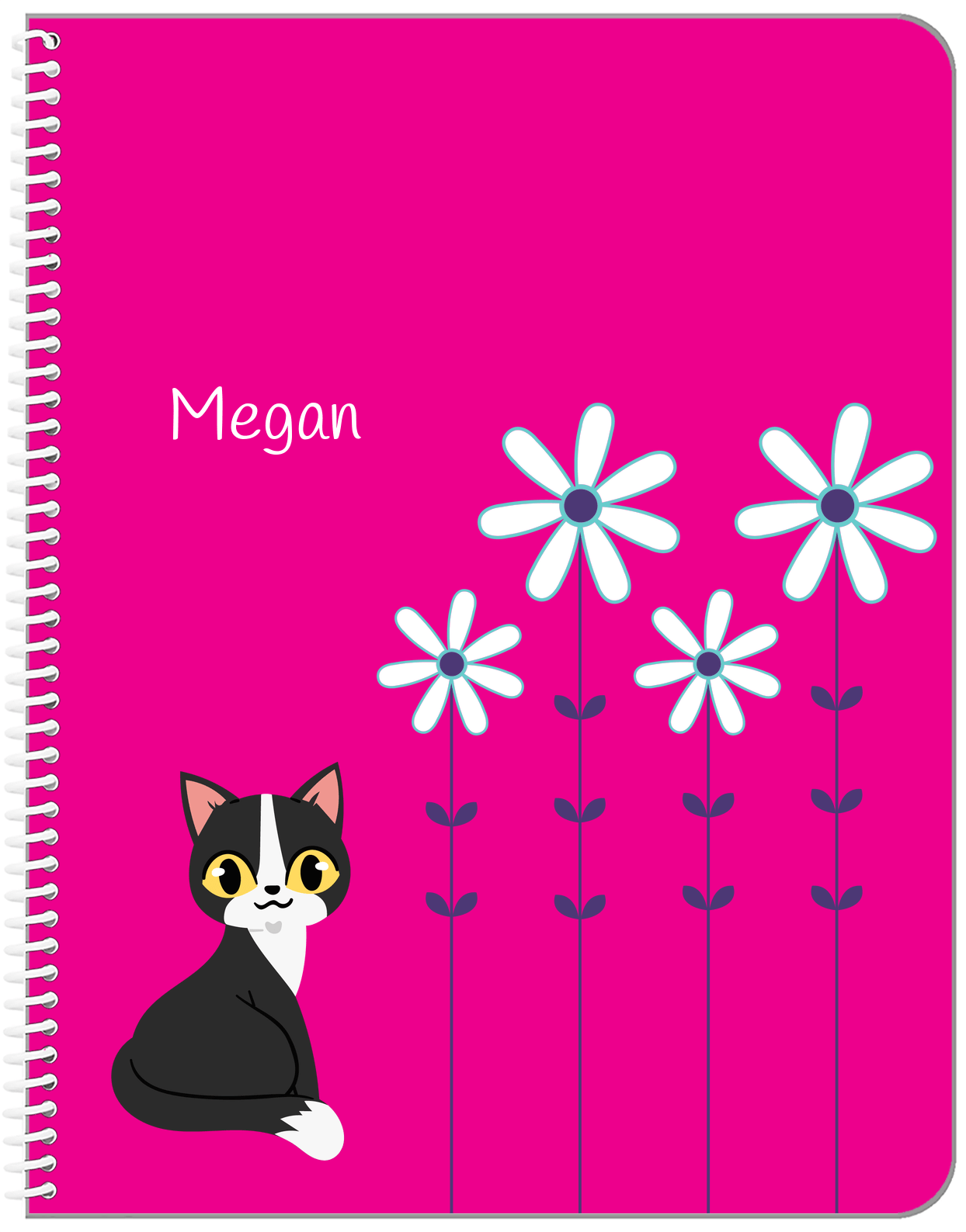 Personalized Cats Notebook X - Pink Background - Cat IX - Front View