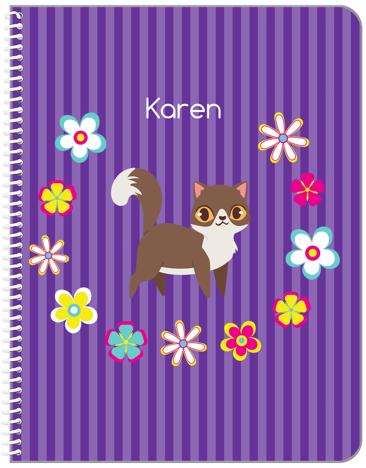 Personalized Cats Notebook XII - Purple Background - Cat II - Front View